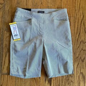 Hilary Radley Striped Pull-0n Comfort Waist Bermuda Shorts Size S